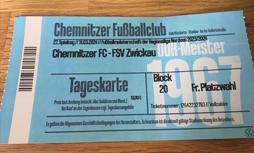 Used ticket chemnitzer fsv - fc,