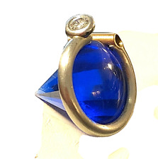 Bunz Anhänger blau synthetisch Saphir 2cm Platin Gelbgold Brillant 0,18ct PT 950