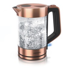 Arendo Premium Edelstahl Design Glas Wasserkocher 2200 Watt 1,7 L GS geprüft