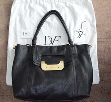 Große Handtasche von Diane von Furstenberg DvF, schwarz, Echtleder