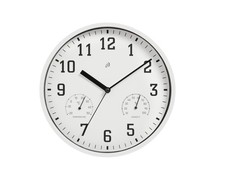 AURIOL Wanduhr Küchenuhr Kunststoffuhr Uhr Thermometer/Hygrometer weiß