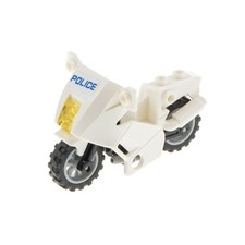 1x Lego Motorrad City weiß Sticker Police blau Räder grau Ständer 52035c02pb15