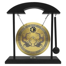 Desktop-Gong - Feng Shui Messing-Gong-Desktop-Ornament mit StäNder und Hamm2113