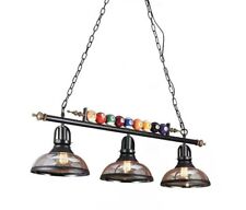 Billardlampe Lampe Leuchte VINTAGE 3-flg Billard Billardleuchte echte Kugeln