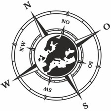 Aufkleber Kompass Karte Wohnwagen Camper Auto Motorrad Caravan Europa Windrose