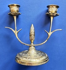 INDIA indischer 2 armiger alter Messing Kerzenleuchter Kerzenständer 14x14x9cm