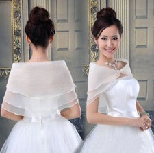 Schleier elfenbein weiß mit Kamm und Satinbandeinfassung Cape Stola