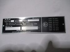 Typenschild Schild Moskwitsch 2140 Oldtimer Mossi S83