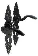 Türgriff 72 Türklinke Türdrücker Langsschild Zylinder Schwarz Schmiedeeisen