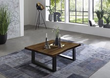 Couchtisch Baumkante 80 x 80 cm Nussbaum Schwarz B-WARE 41264