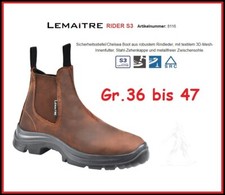 LEMAITRE Rider 8116 S3 Schlupf Sicherheitsstiefel Vollleder braun ESD Gr. 36-47