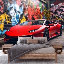 Fototapete Auto Graffiti Kinderzimmer Junge Sport VLIES TAPETE XXL + KLEISTER