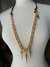 D & G Dolce & Gabbana Kette Halskette  DJ 0137 Metall Gold  Leder Braun NEU