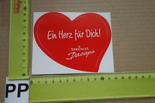 Alter Aufkleber Schokolade SPRENGEL DACAPO Spruch Ein Herz für Dich