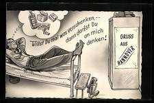 Hannover, Bundeswehr-Standort, Soldat liegt im Bett, Ansichtskarte 