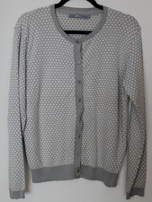 Maas Strickjacke Damen Cardigan Jacke Gr. 42 grau/weiß Baumwolle C