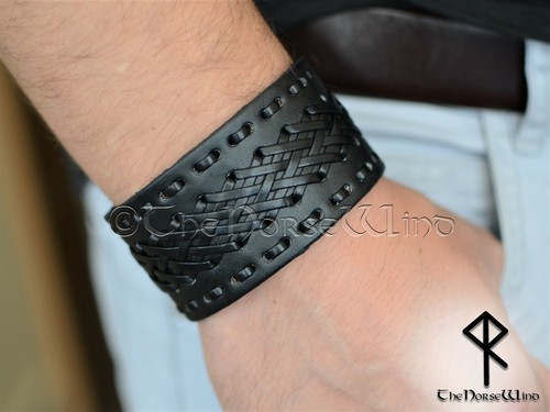 Schwarz lederarmband - schwarz,