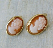 ELEGANT Gemme Kamee Ohrringe Ohrhänger mit Brisur in 333/ 8 K Gold (Punze)