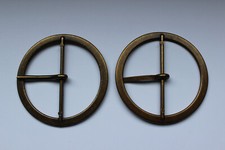 Gürtelschnalle, Gürtelschließe, Metall, Rund, Farbe: alt messing, ca. 50 mm 