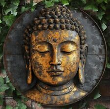 Vintage Buddha Blechschild Bild Aluminium Wandkunst 20cm rundes Schild