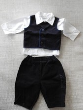 STAAB 3tlg.Anzug Taufe / Hochzeit - Jungen - Gr. 62 - blau - Feincord - Vintage