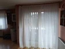 gardinen mit kräuselband weiß wohnzimmer 2m breit 2.30m hoch mit Holz Oesen