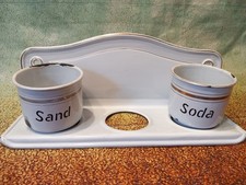 antikes Emaille Wandregal für