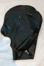 Latex Vollgesichtsmaske M Q 52-53 cm Mund offen schwarz Mask Hood