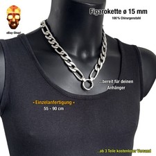 15 mm Figarokette für Anhänger - Edelstahl Herren Panzerkette Biker Skull Ring