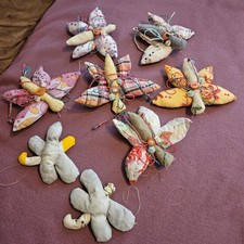 6 Schmetterlinge 2 Libellen Dekoration Baumwolle Handarbeit