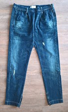 Rick Cardona - Jeans Hose Used-Optik Bundfalten Baumwolle Blau Gr.40