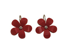 Bijou Brigitte Ohrstecker Ohrringe Hänger Blume Rot Statement silberfarben