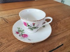 Sammeltasse Set 2-tlg pinke Rose Kaffee Tee Tasse Untertasse