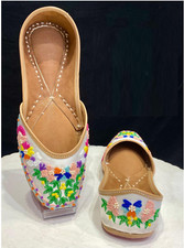 Damen Jutti Indisch Mojari Stickerei Khussa UK Eu 4-8 Shwet Chic Hochzeitsschuh