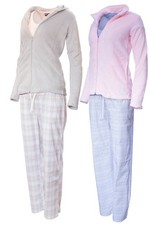 AnnAmax Damen Hausanzug 3-teilig Wellness Anzug Hose Jacke T-Shirt  Teddyfleece