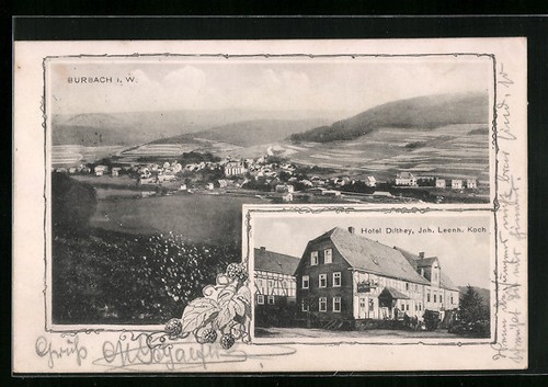 Burbach ortsansicht mit - burbach, w.,