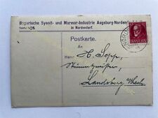 Postkarte Reklame 1919 Augsburg Bayerische Syenit Marmor Industrie Nordendorf
