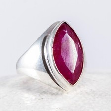 Silberring, Ring, 925 Sterlingsilber, Rubin, synthetisch hergestellt, Gr. 59