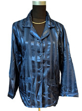 Traum Damen Pyjama 40 L NEU Schlafanzug Seide Viskose blau Langarm Satin Glanz