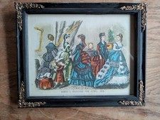 Antik Bilderrahmen mit feinen Eckornamenten in schwarz gold mit Mode Stich 1870