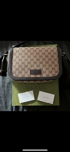 Gucci canvas messenger bag - gg,