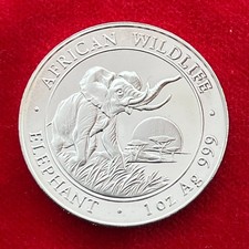 100 Shillings Somalia, 2009, African Wildlife - Elefant, 1 Oz Silber, St, Orig.