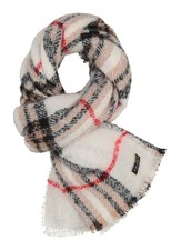 FRAAS Cashmink Scarf With FRAAS Plaid Schal Cream White weiß rot Neu