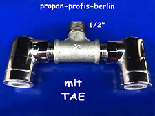 Gassteckdose Doppelabzweig T-Stück mit 2 x Erdgas-Steckdose TAE Allgassteckdose