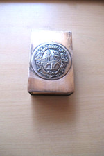 Schöner, alter Halter mit Wappen für Streichholzschachtel, versilbert