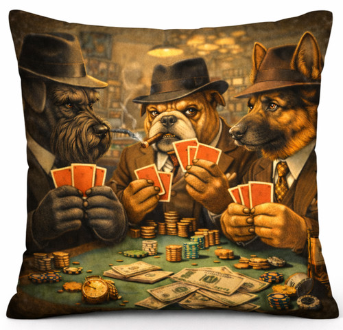 Hunde poker kissen vintage - kissen,