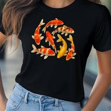 Frauen T-Shirt Koi Fisch Motiv Baumwolle Größe S bis 3XL