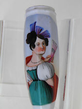 Alter bemalter Porzellan Pfeifenkopf Pfeife junge Dame mit Fächer