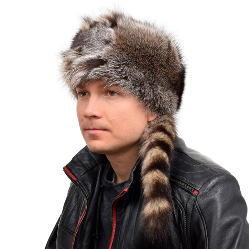 Trappermütze aus waschbär - aus,