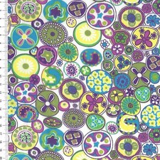 (€ 8,00/m)  -  " Retro Blumen " - 50 x 150cm